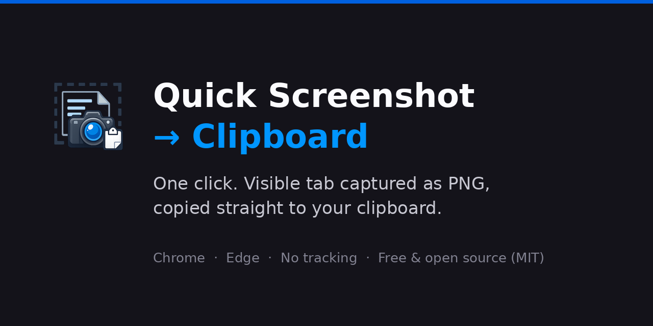 Quick Screenshot → Clipboard — one click copies the visible tab as a PNG